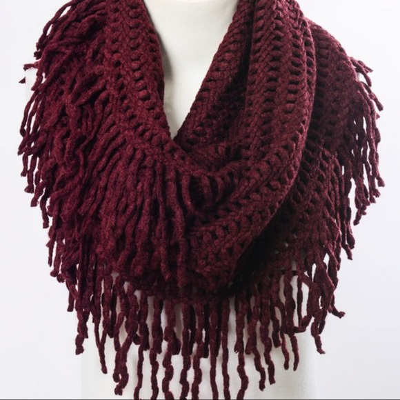 AUTUMN AIR INFINITY SCARF-BURGUNDY - Picture 3 of 6